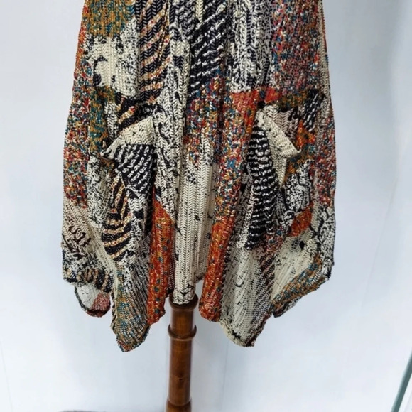 Paradise Asymmetrical Brown Red Orange‎  Turquoise Abstract PrintDuster Cover Up - Picture 4 of 12